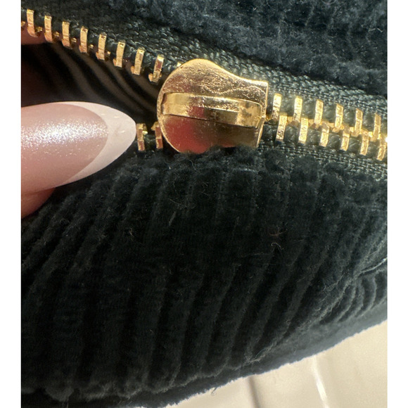 IRENE FORTE Cosmetics Bag Green Corduroy Embroidered Logo Natura E Scienza - Picture 8 of 10